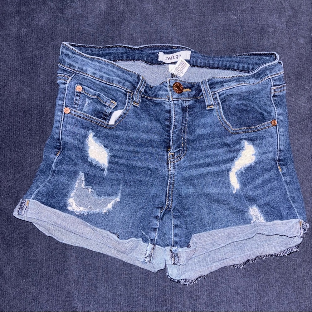 Refuge Distressed Blue Jean Shorts